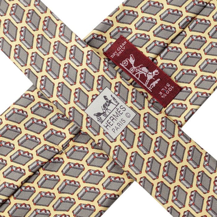 Hermes Men's Silk Tie Briefcases Pattern 5353