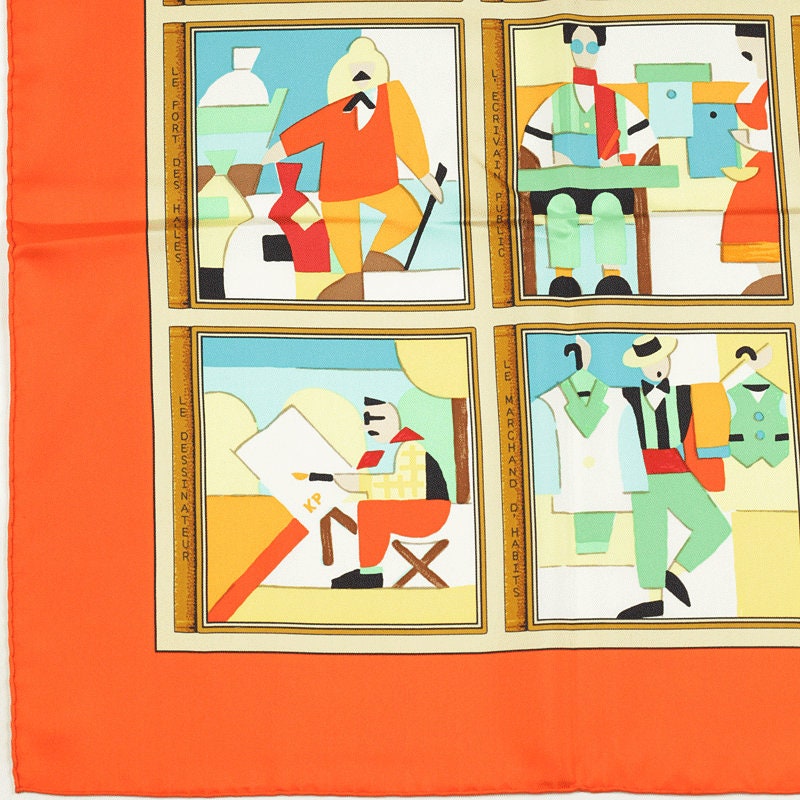 Hermes Scarf "Les Petit Metiers de Paris" by Karen Petrossian 90cm Silk | Carre Foulard