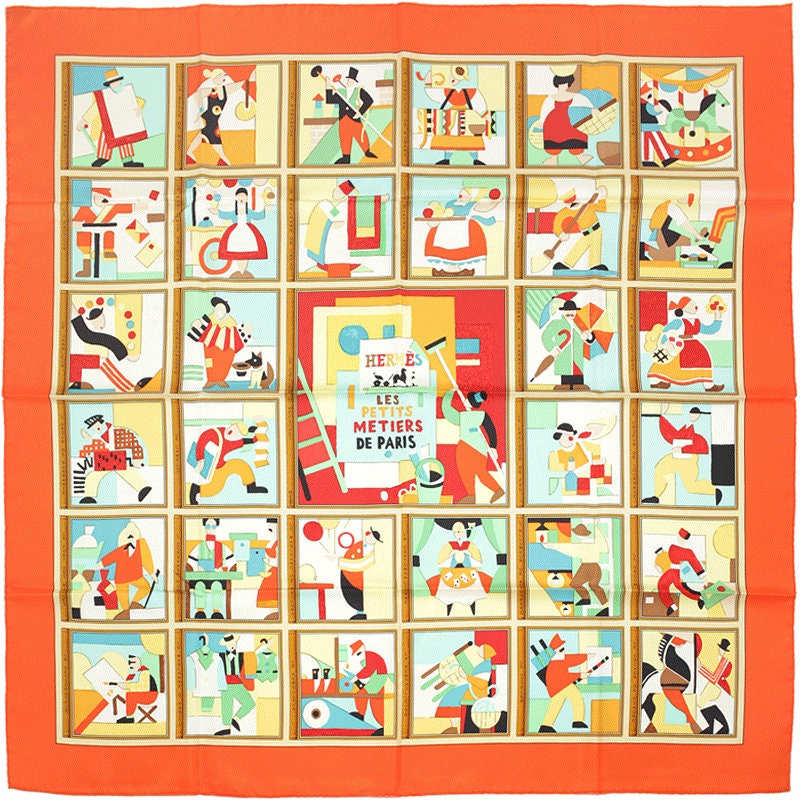 Hermes Scarf "Les Petit Metiers de Paris" by Karen Petrossian 90cm Silk | Carre Foulard