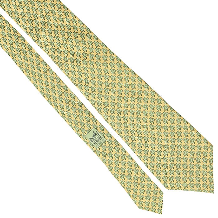 Hermes Men's Silk Tie Clovers Pattern 5005 | Necktie Cravate