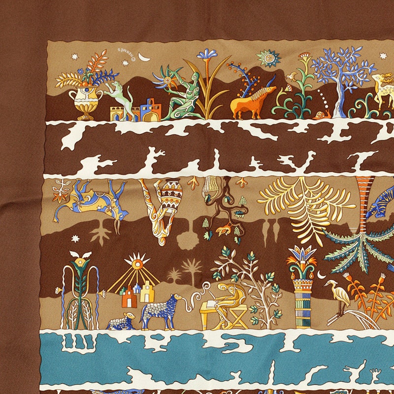 Hermes Scarf "Rives Fertiles" by Christine Henry 90cm Silk | Foulard Carre
