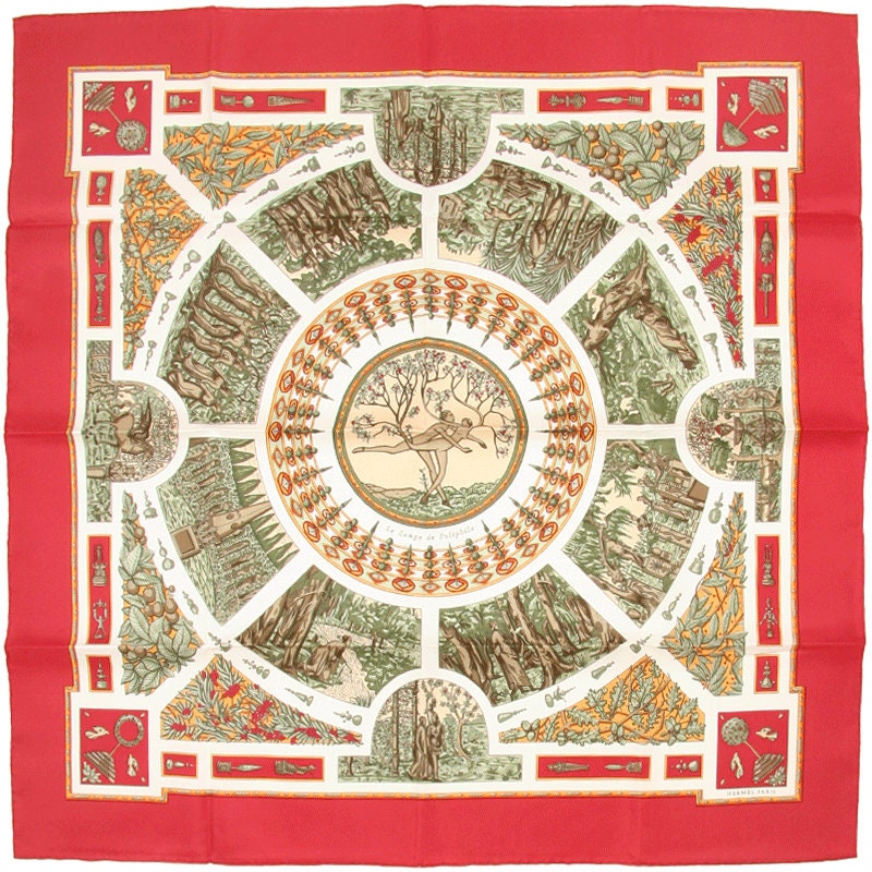 Hermes Scarf "Le Songe de Poliphile" by Michel Duchene 90cm Silk