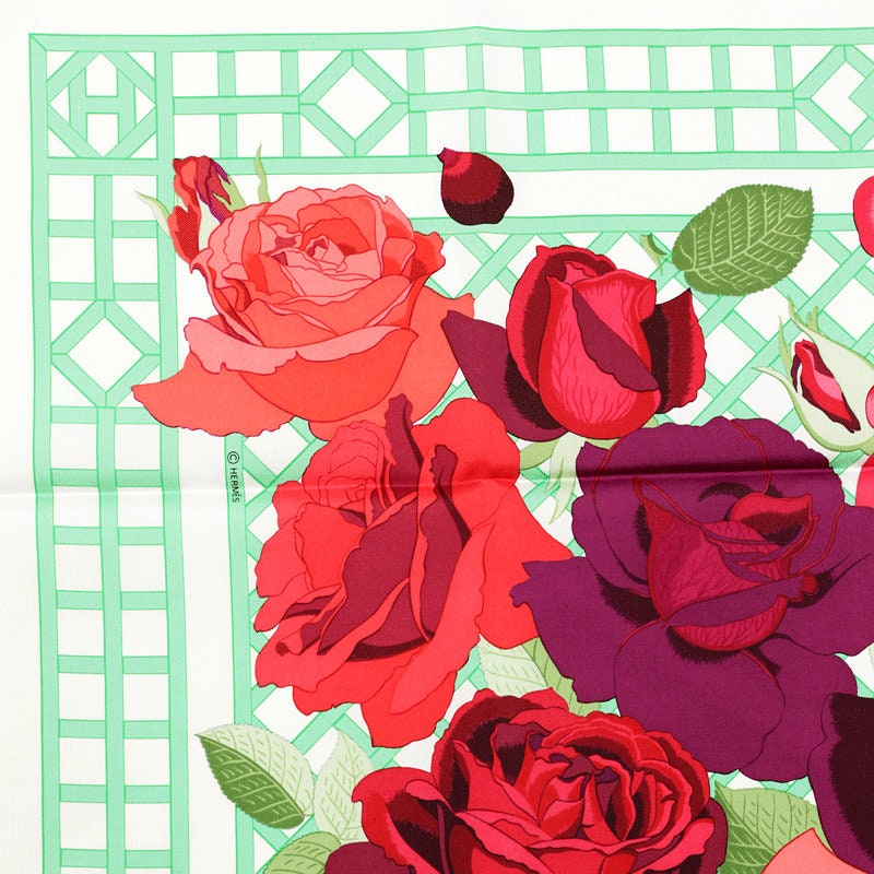 Hermes Scarf "Roseraie" by Christiane Vauzelles 90cm Silk | Carre Foulard