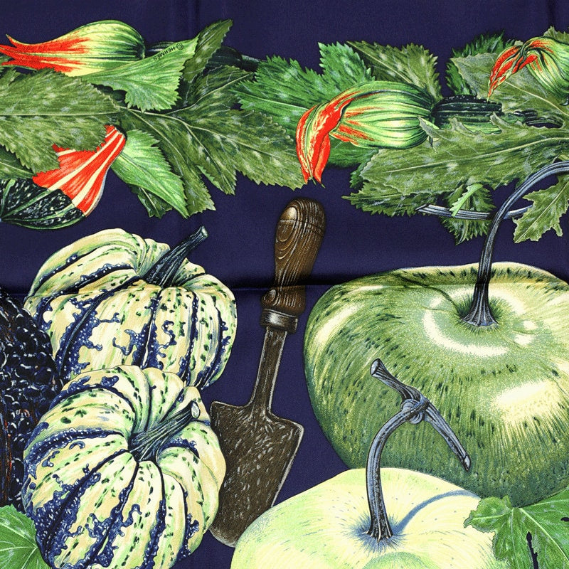 Hermes Scarf "Citrouilles et Coloquintes" by Valerie Dawlat Dumoulin 90cm Silk