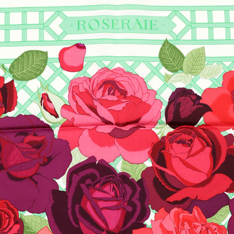 Hermes Scarf "Roseraie" by Christiane Vauzelles 90cm Silk | Carre Foulard