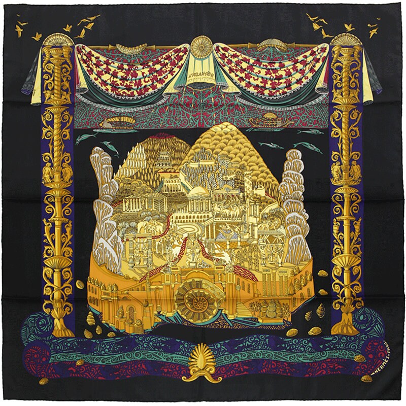 Hermes Scarf "L'Atlantide" by Annie Faivre 90cm Silk | Carre Foulard