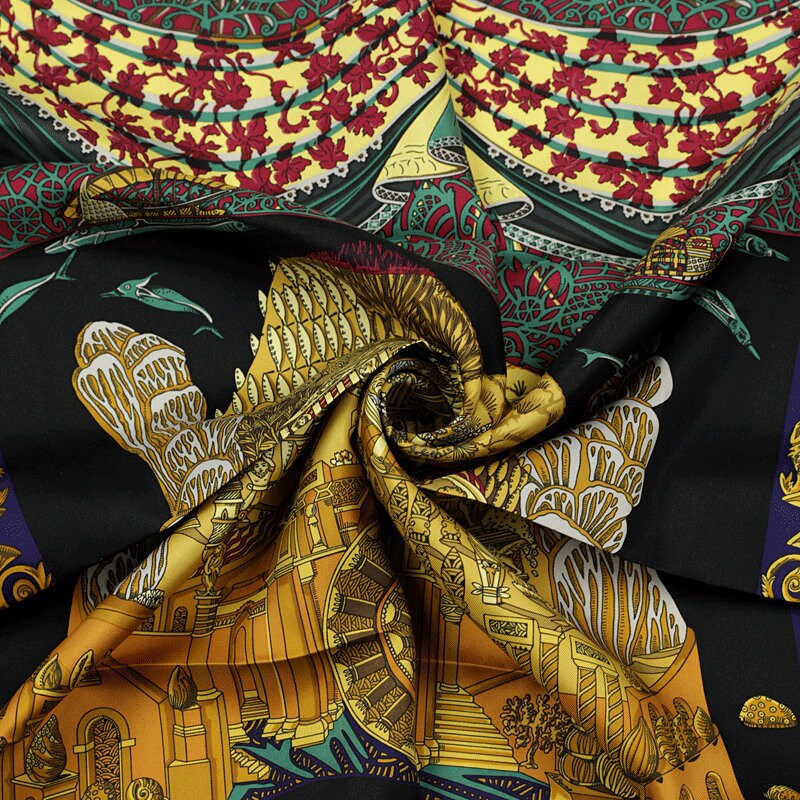 Hermes Scarf "L'Atlantide" by Annie Faivre 90cm Silk | Carre Foulard