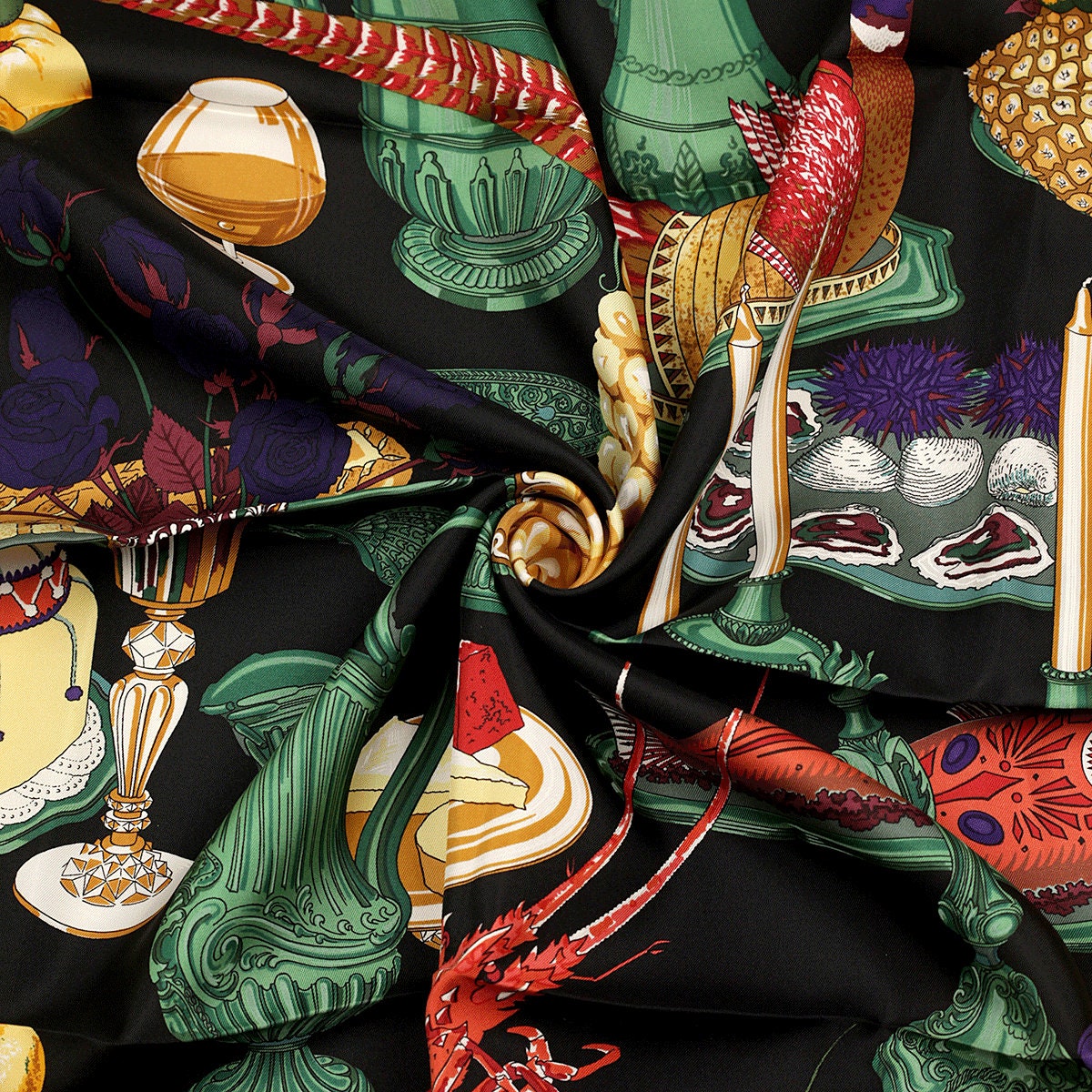Hermes Scarf "Gastronomie" by Christiane Vauzelles 90cm Silk