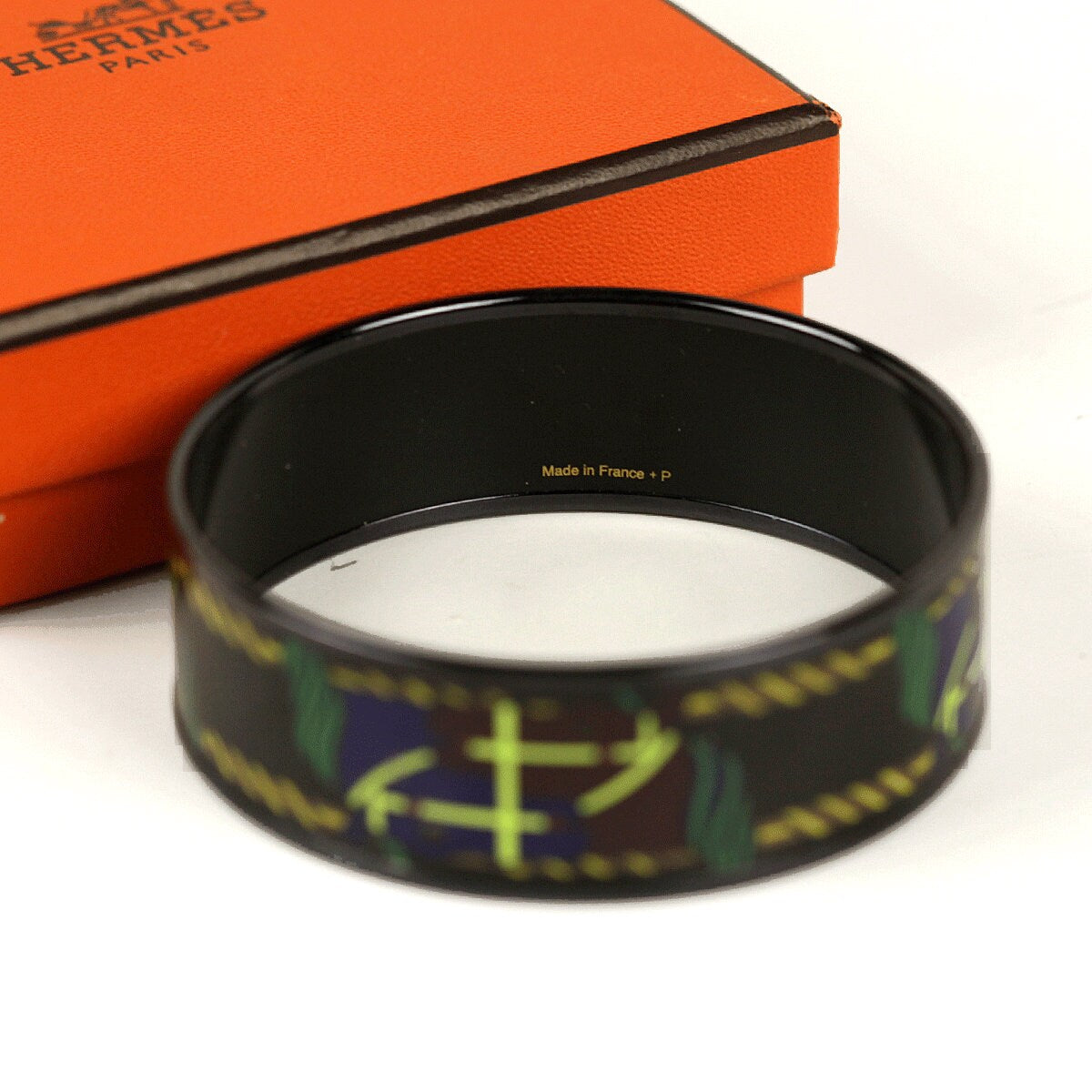 Hermes Bracelet 65 Wide Enamel PVD Plated Quadrige