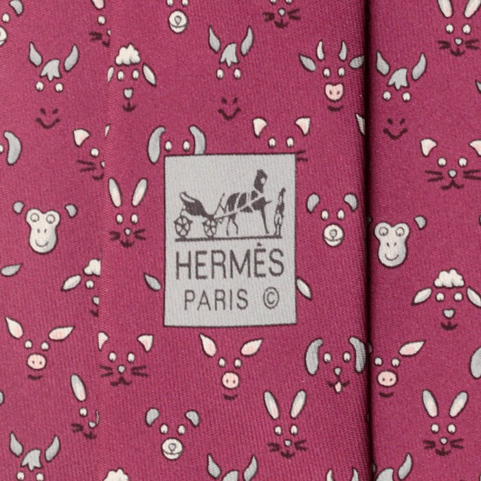 Hermes Men's Silk Tie Whimsical Animal Pattern 5472 | Necktie Cravate