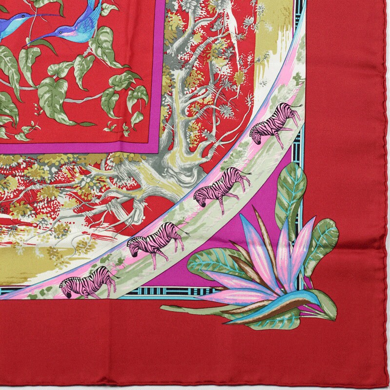 Hermes Scarf "Tropiques" by Laurence Bourthoumieux Vintage 90cm Silk