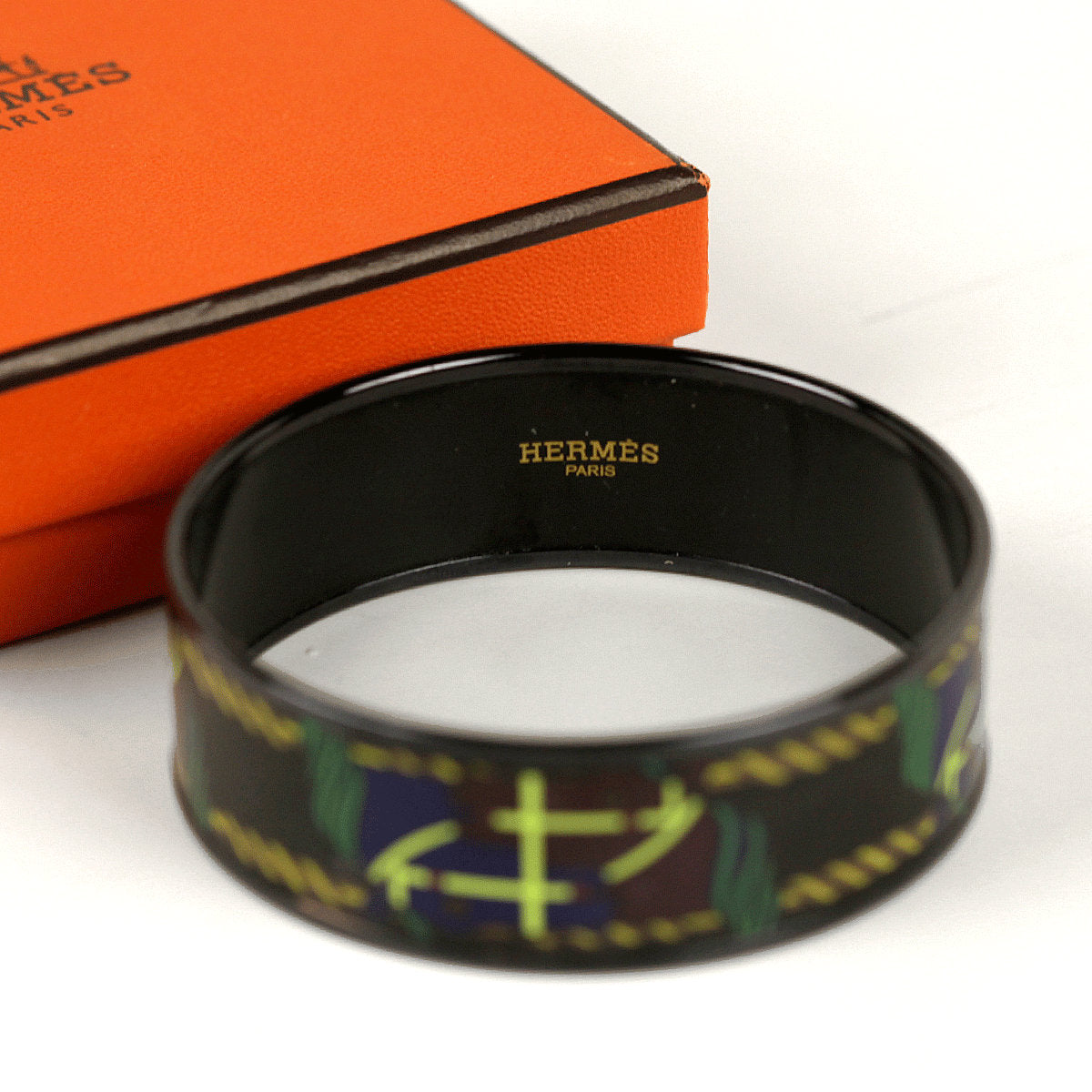 Hermes Bracelet 65 Wide Enamel PVD Plated Quadrige