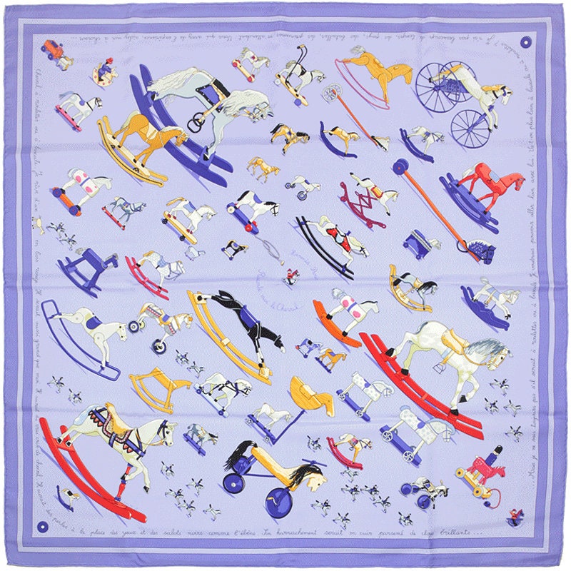 Hermes Scarf "Raconte-Moi le Cheval" by Dimitri Rybaltchenko 90cm Silk