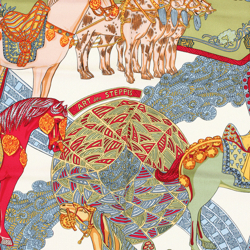 Hermes Scarf "Art des Steppes" by Annie Faivre 90cm Silk | Foulard Carre