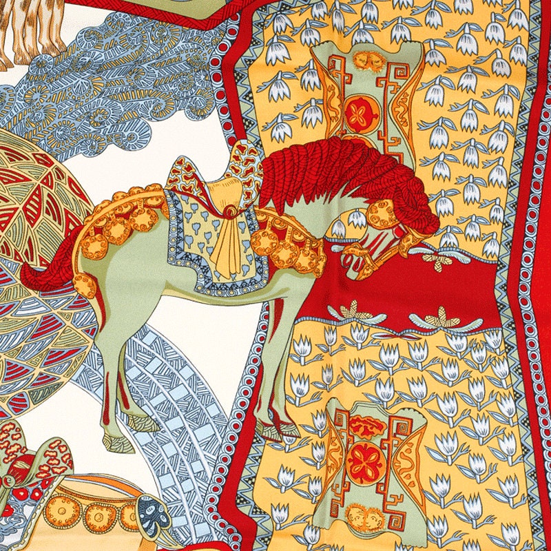 Hermes Scarf "Art des Steppes" by Annie Faivre 90cm Silk | Foulard Carre