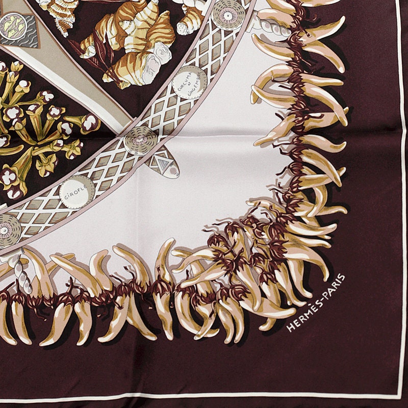 Hermes Scarf "Aux Pays de Epices" by Annie Faivre 90cm Silk | Carre Foulard