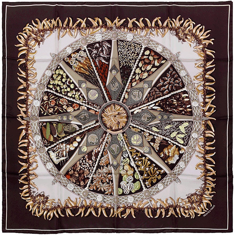 Hermes Scarf "Aux Pays de Epices" by Annie Faivre 90cm Silk | Carre Foulard