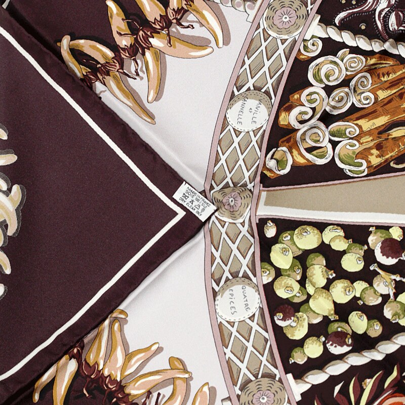 Hermes Scarf "Aux Pays de Epices" by Annie Faivre 90cm Silk | Carre Foulard