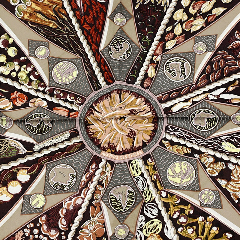 Hermes Scarf "Aux Pays de Epices" by Annie Faivre 90cm Silk | Carre Foulard