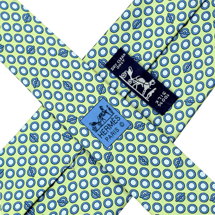 Hermes Men's Silk Tie Geometric Pattern 5250