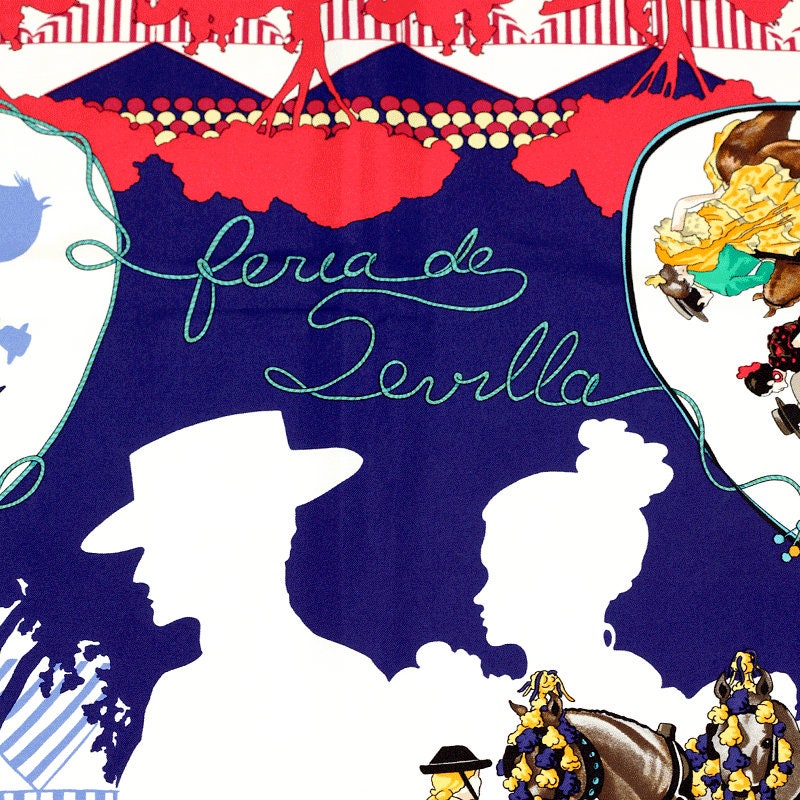 Hermes Scarf "Feria de Sevilla" by Hubert de Watrigant 90cm Silk