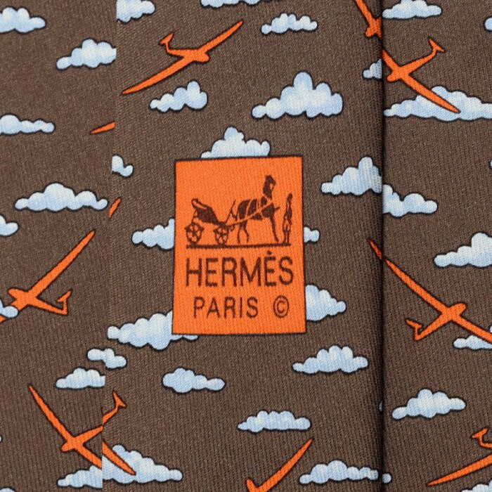 Hermes Men's Silk Tie Whimsical Gliders Pattern 5217