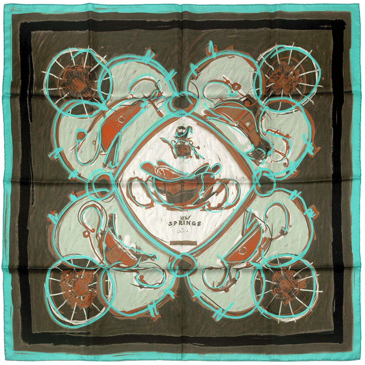 Hermes Scarf "New Springs" by Dimitri Rybaltchenko 90cm Silk