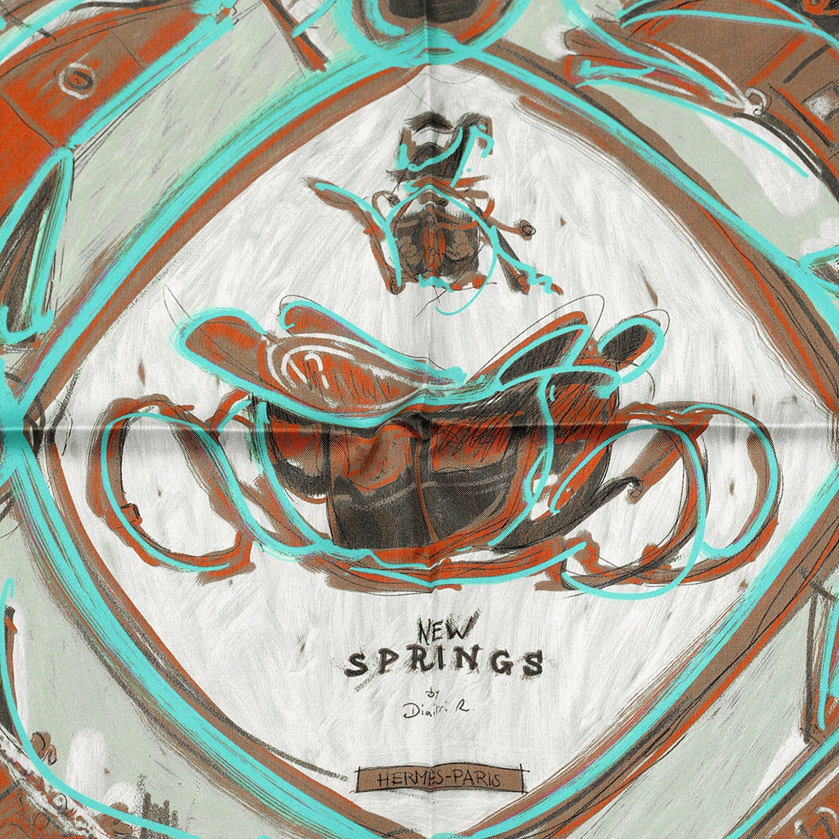 Hermes Scarf "New Springs" by Dimitri Rybaltchenko 90cm Silk