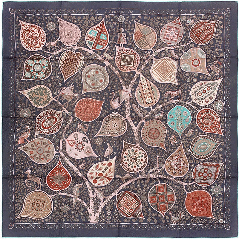 Hermes Scarf "L'Arbre de Vie" by Christine Henry 90cm Silk