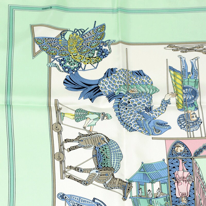 Hermes Scarf "Les Temps des Marionettes" by Annie Faivre 90cm Silk | Carre Foulard