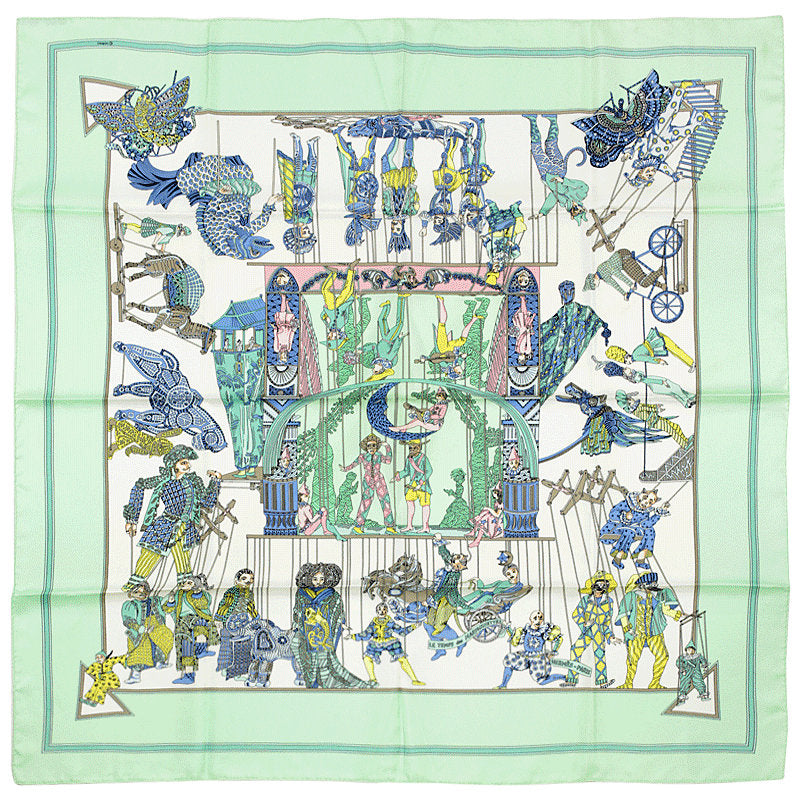 Hermes Scarf "Les Temps des Marionettes" by Annie Faivre 90cm Silk | Carre Foulard
