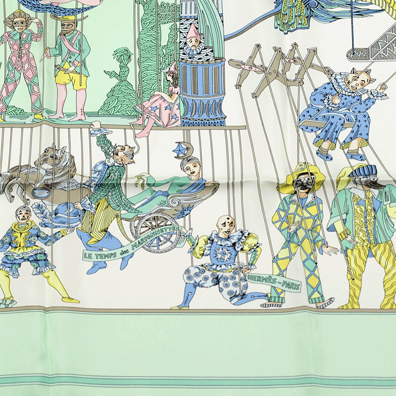 Hermes Scarf "Les Temps des Marionettes" by Annie Faivre 90cm Silk | Carre Foulard