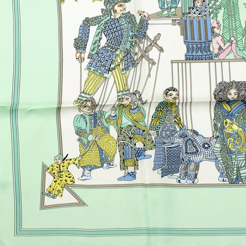 Hermes Scarf "Les Temps des Marionettes" by Annie Faivre 90cm Silk | Carre Foulard
