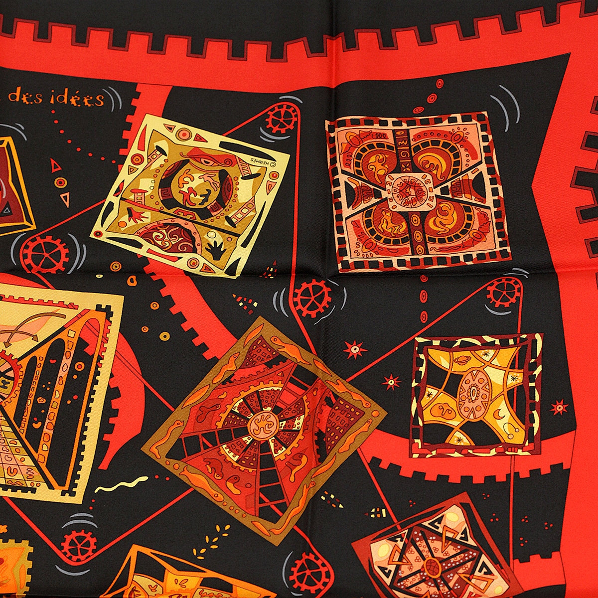 Hermes Scarf "La Mecanique des Idees" by Christine Henry 90cm Silk | Carre Foulard