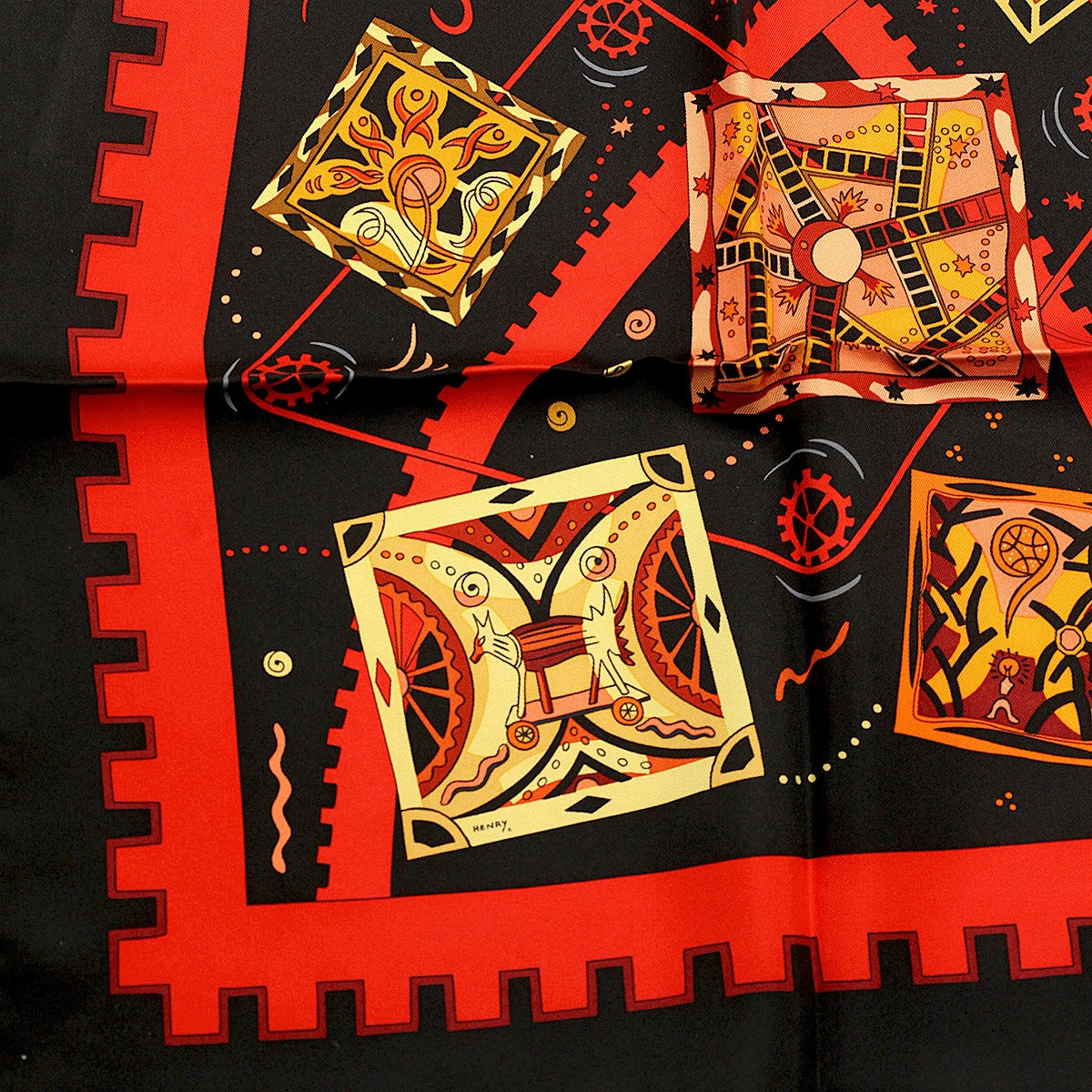 Hermes Scarf "La Mecanique des Idees" by Christine Henry 90cm Silk | Carre Foulard