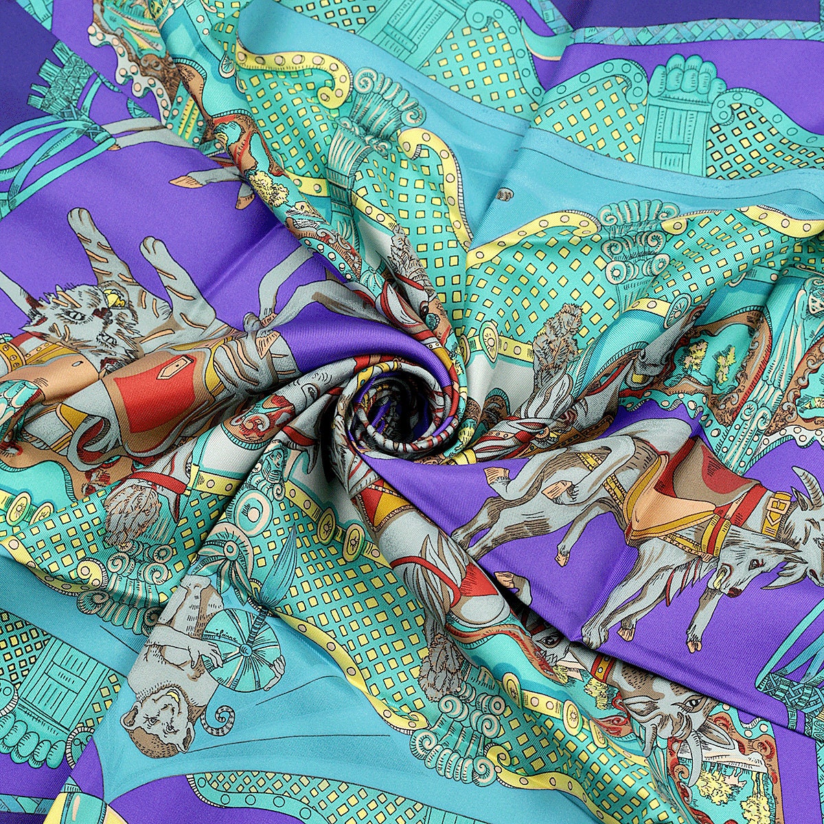 Hermes Scarf "Tournez Manege" by Annie Faivre 90cm Silk | Carre Foulard