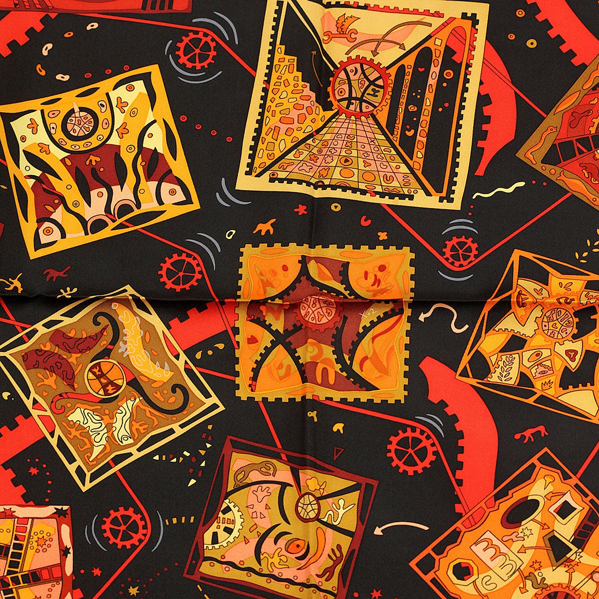 Hermes Scarf "La Mecanique des Idees" by Christine Henry 90cm Silk | Carre Foulard