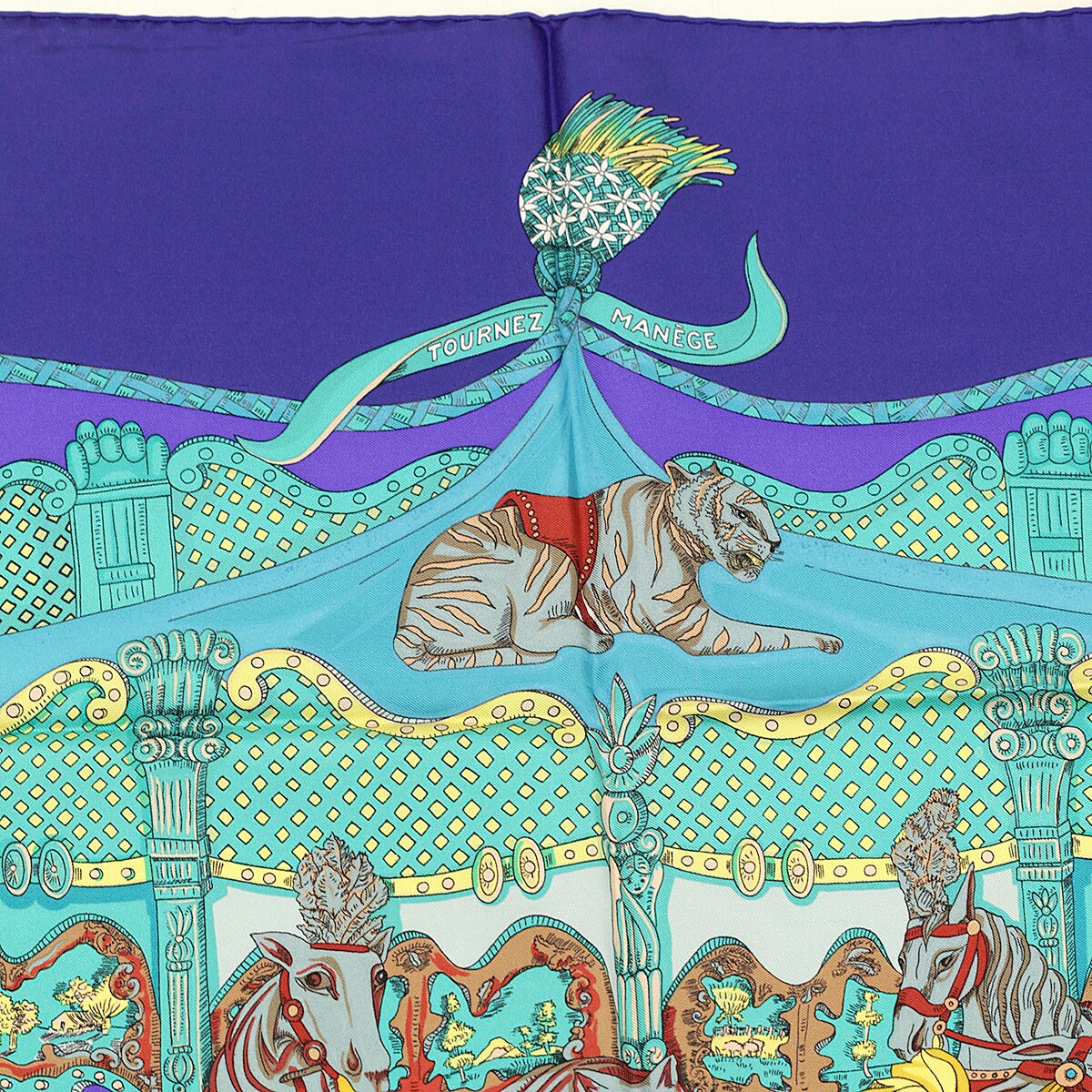 Hermes Scarf "Tournez Manege" by Annie Faivre 90cm Silk | Carre Foulard