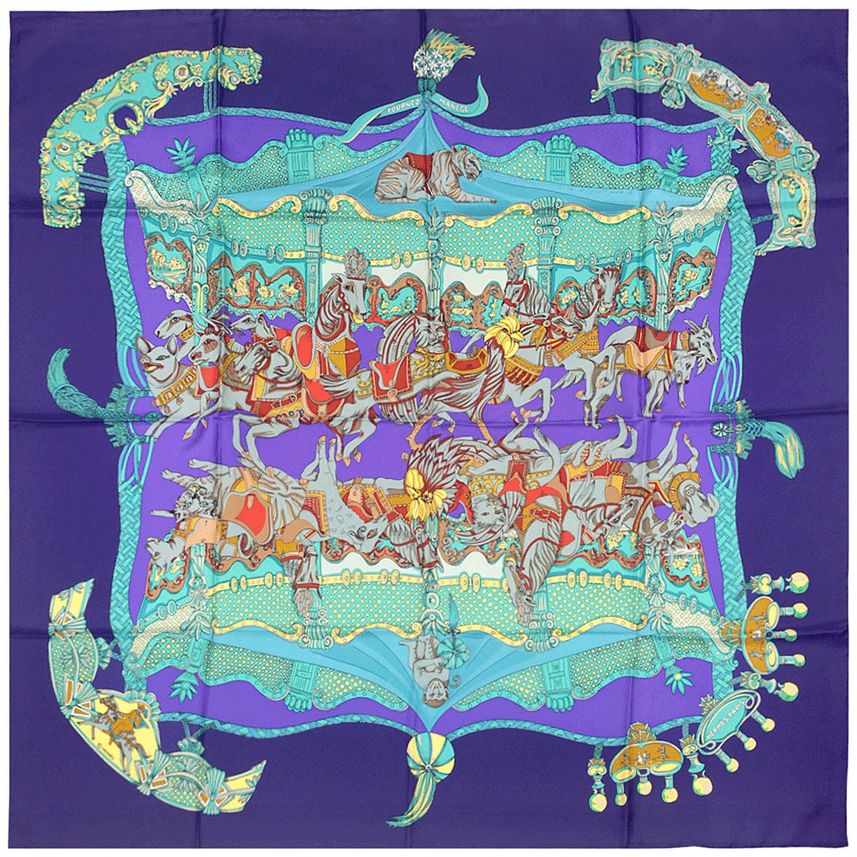 Hermes Scarf "Tournez Manege" by Annie Faivre 90cm Silk | Carre Foulard