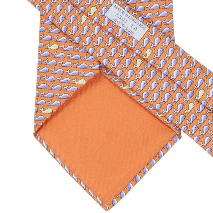 Hermes Men's Silk Tie Whimsical Whales Pattern 5301 | Necktie Cravate