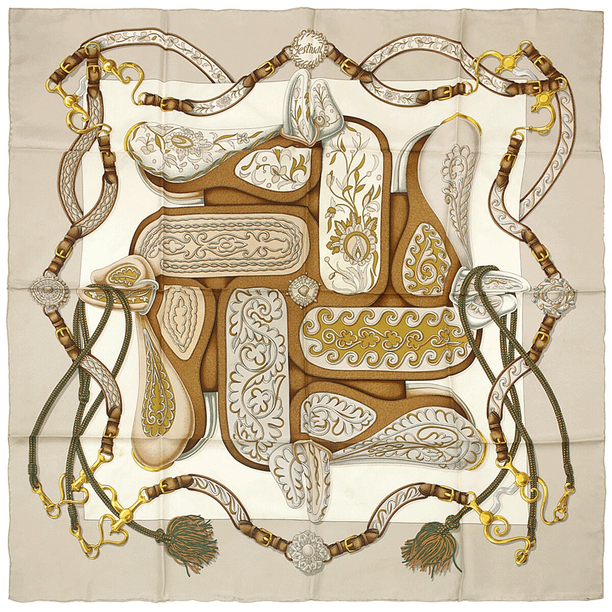 Hermes Scarf "Festival" by Henri d'Origny 90cm Silk | Carre Foulard
