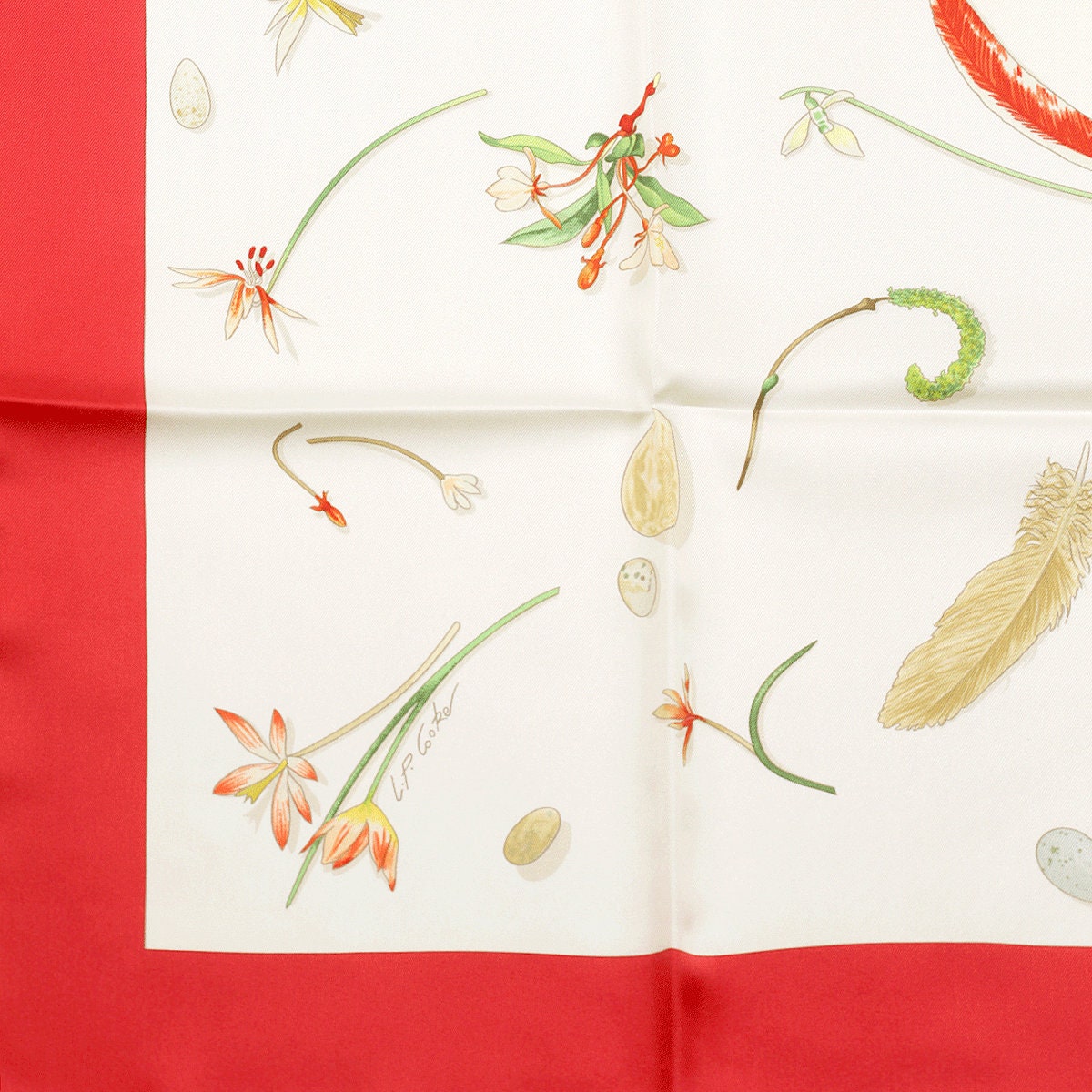 Hermes Scarf "Fleurs et Plumes" by Leigh P. Cook 90cm Silk