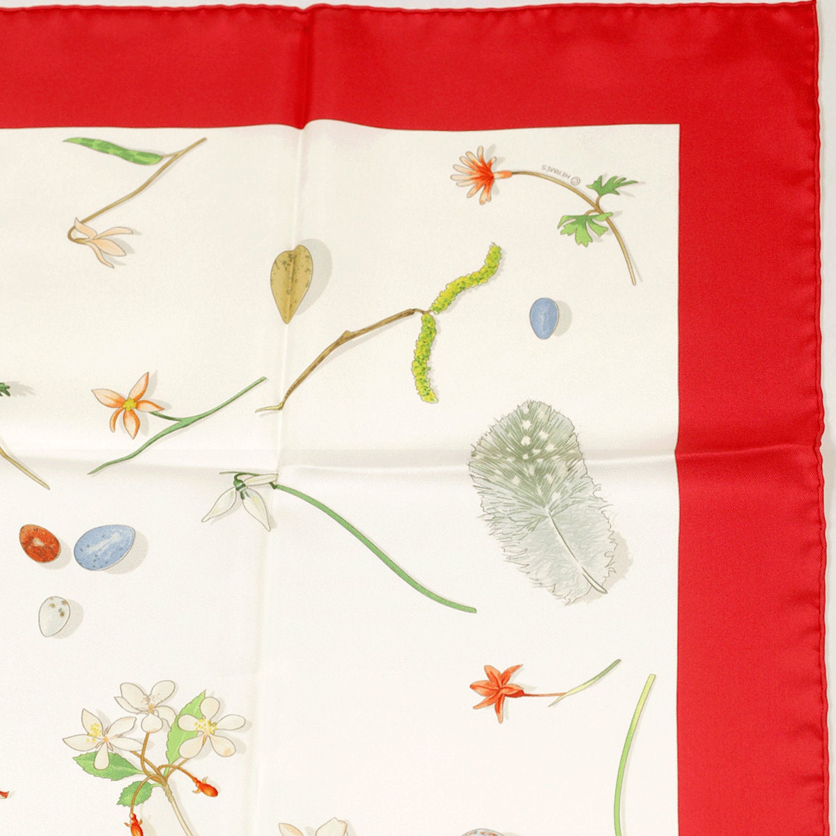 Hermes Scarf "Fleurs et Plumes" by Leigh P. Cook 90cm Silk