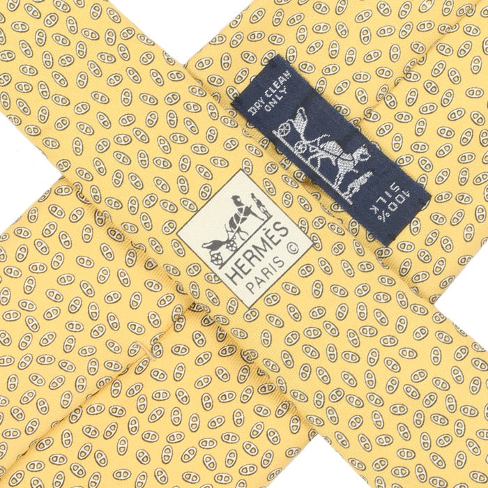 Hermes Men's Silk Tie Geometric Chaine d'Ancre Pattern 5107