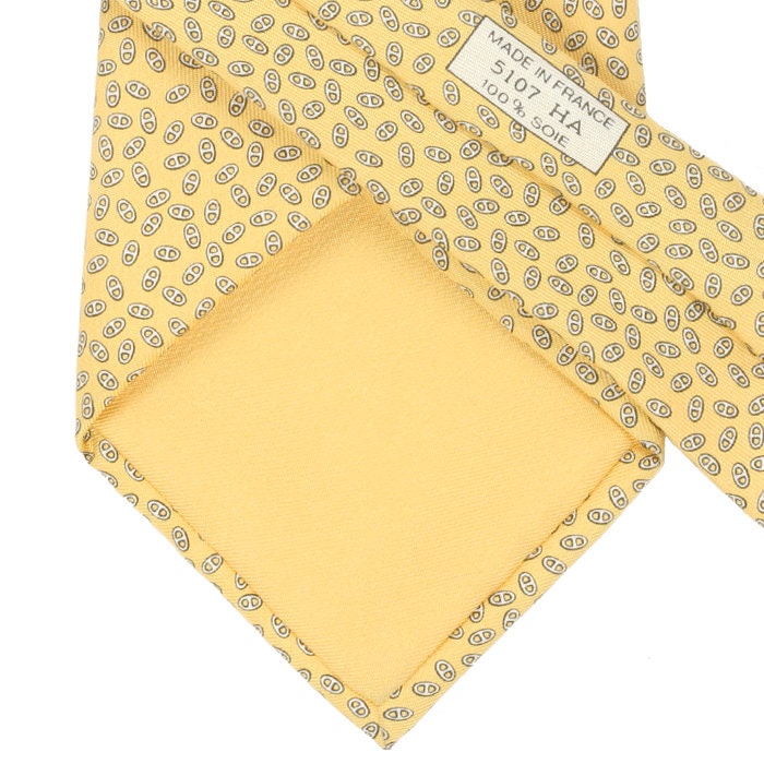 Hermes Men's Silk Tie Geometric Chaine d'Ancre Pattern 5107