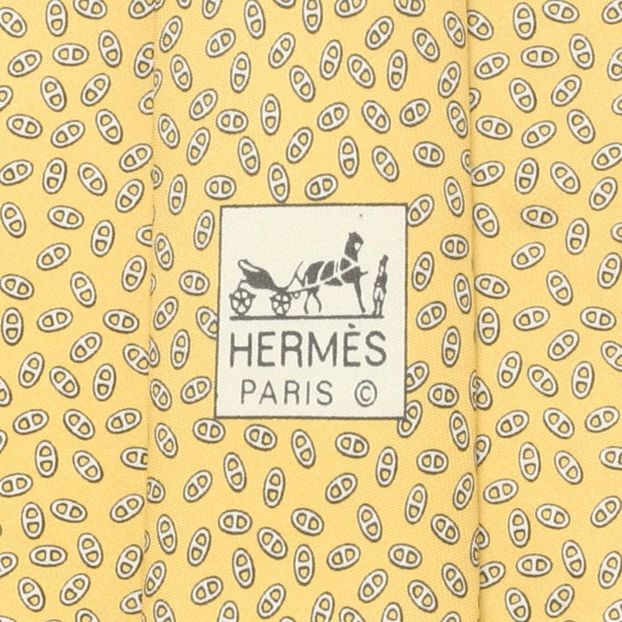 Hermes Men's Silk Tie Geometric Chaine d'Ancre Pattern 5107