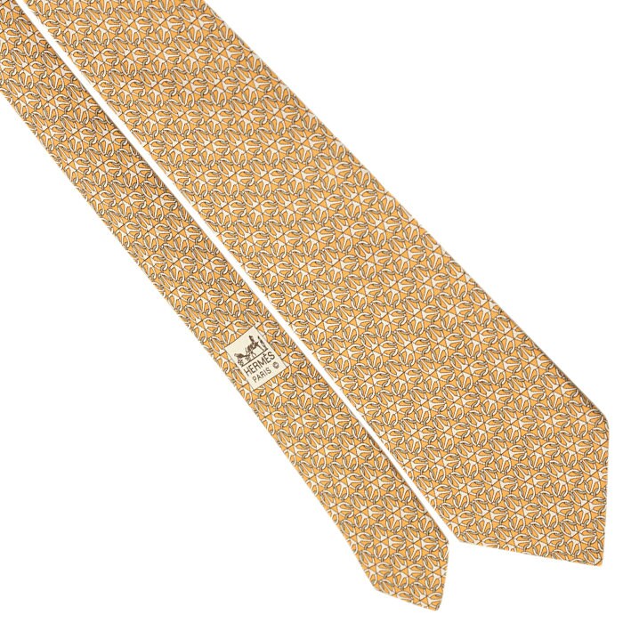 Hermes Men's Silk Tie Geometric Equestrian Pattern 5512