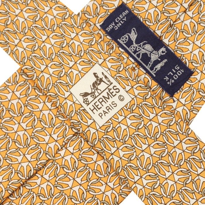Hermes Men's Silk Tie Geometric Equestrian Pattern 5512
