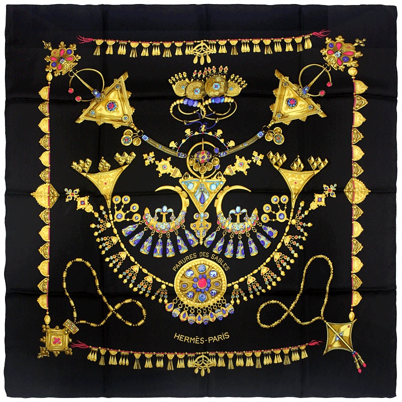 Hermes Scarf "Parures des Sables" by Laurence Bourthoumieux Vintage 90cm Silk