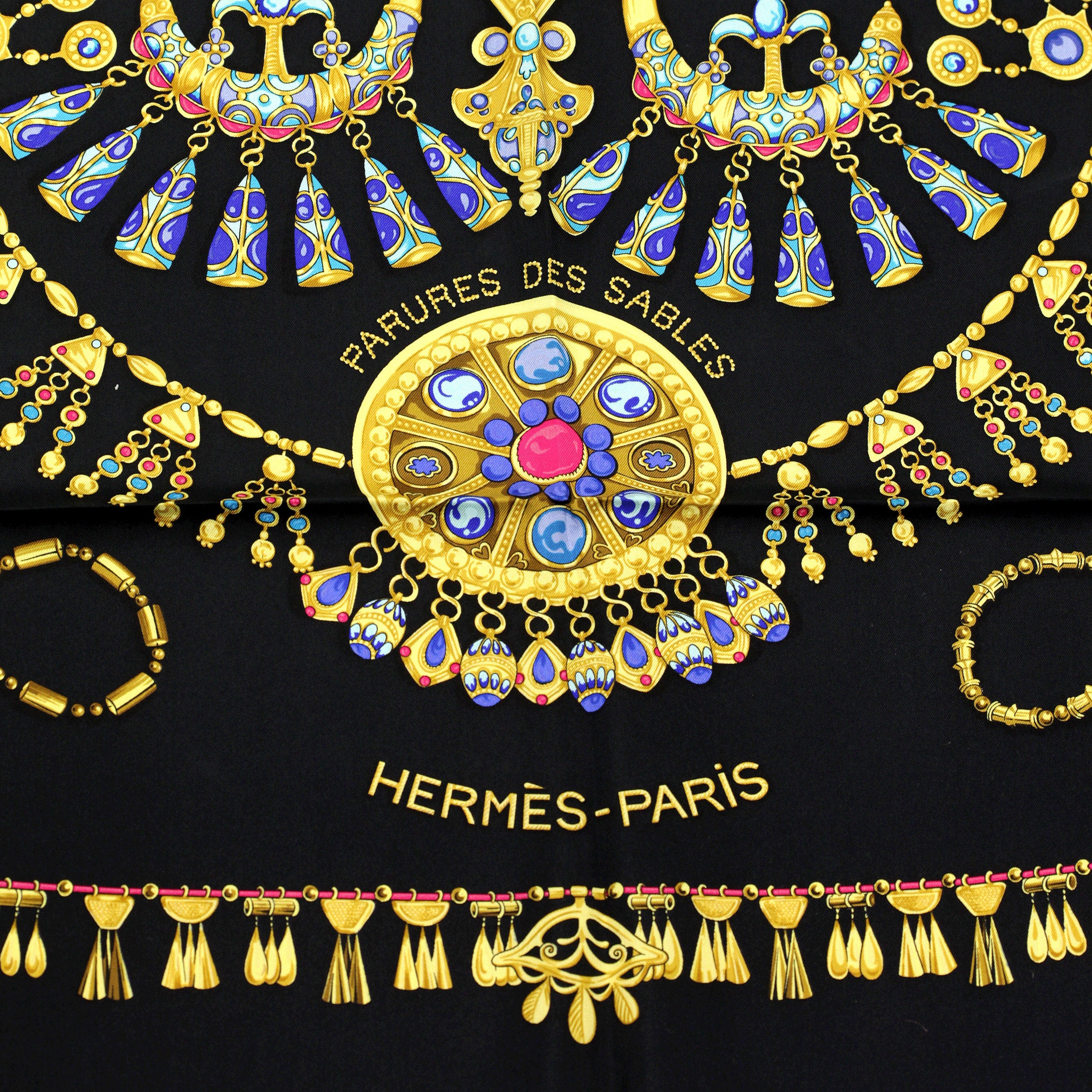 Hermes Scarf "Parures des Sables" by Laurence Bourthoumieux Vintage 90cm Silk